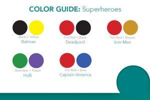 brackets con colores de super heroes